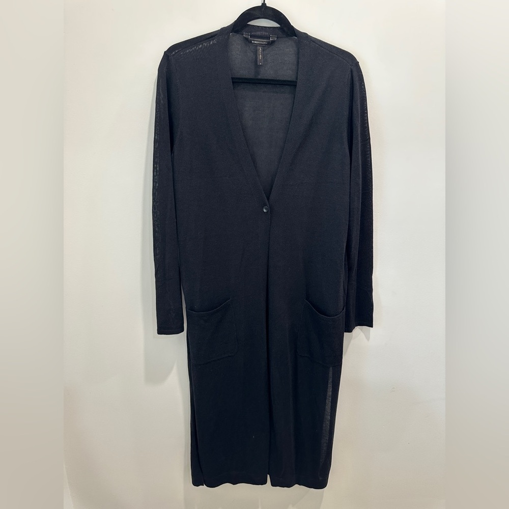 Bcbg knit thin‎ cardigan, size M, Black Long Cardigan with Pockets